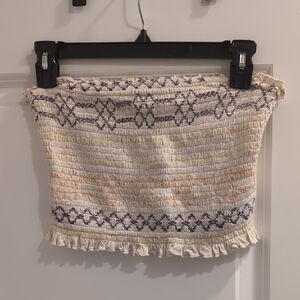 Urban Outfitters Textured Cream and Navy Mini Skirt